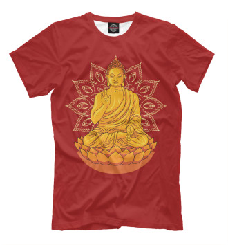 Футболка Золотой Будда на лотосе с мандалой