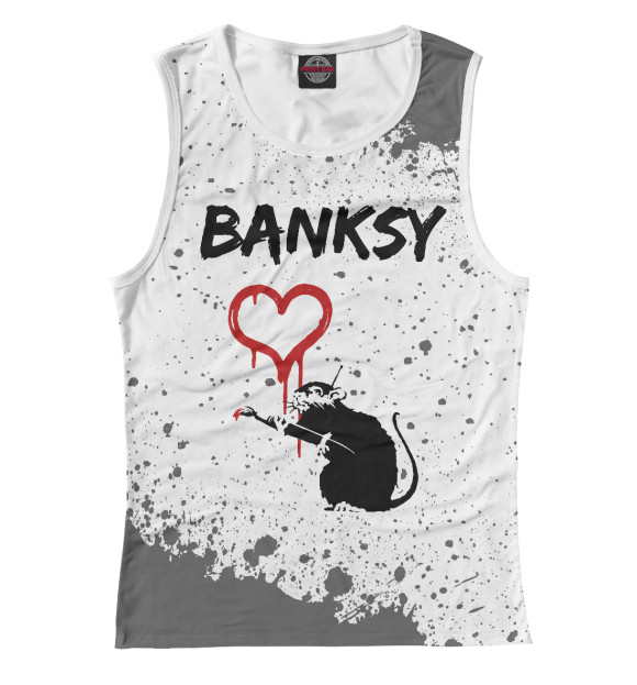 Майка Banksy - Крыса и Сердечко для девочек 