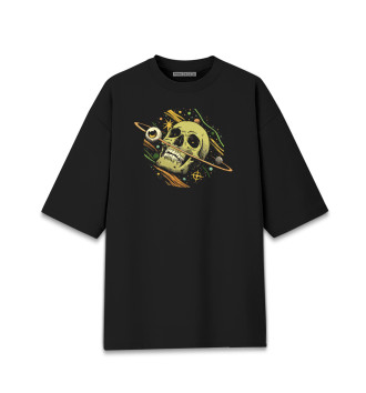 Мужская Хлопковая футболка оверсайз Space skull