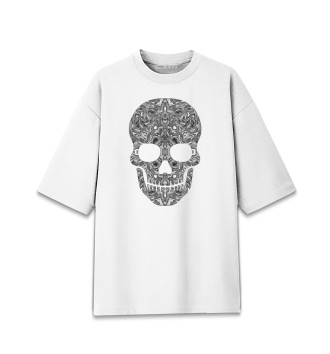 Женская Хлопковая футболка оверсайз Skull B/W