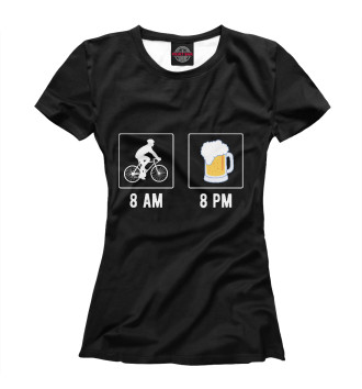 Футболка для девочек Утром - велосипед, вечером - по пиву!