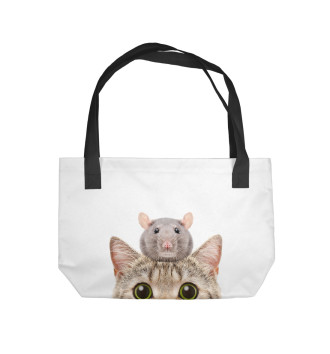 Пляжная сумка Котик с крысой
