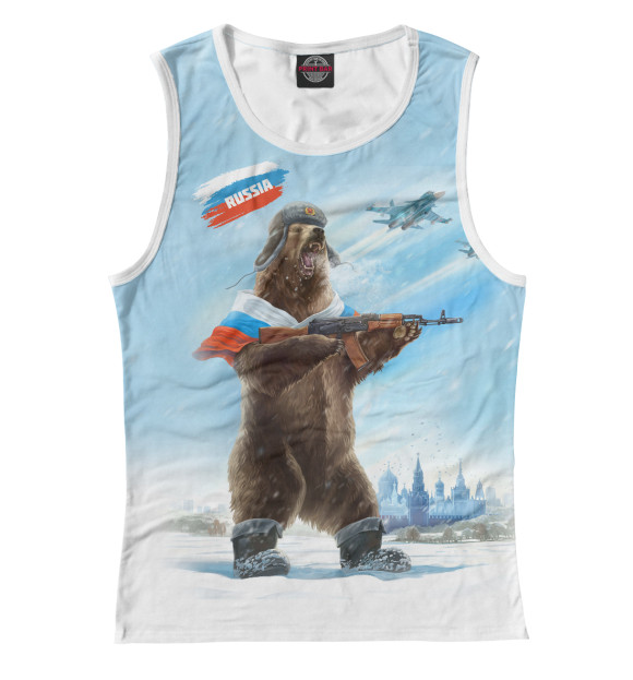 Майка Русский медведь с калашом для девочек 