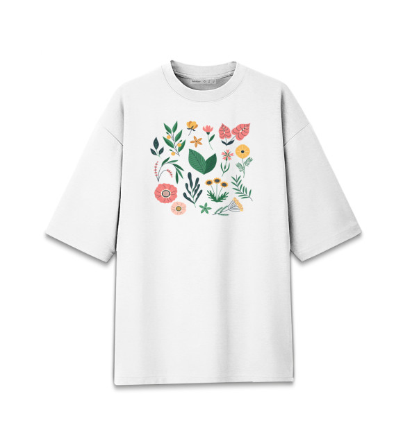 Женская Хлопковая футболка оверсайз Растения
