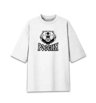 Хлопковая футболка оверсайз Россия медведь