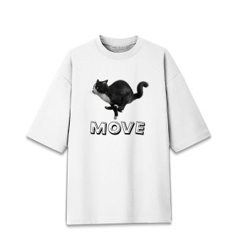 Хлопковая футболка оверсайз Move cat