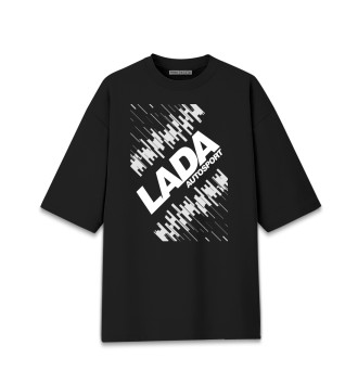 Женская Хлопковая футболка оверсайз Lada Autosport - Глитч