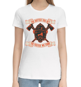 Женская Хлопковая футболка Пожарный
