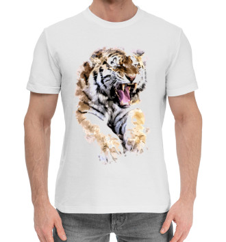 Мужская Хлопковая футболка Уссурийский тигр