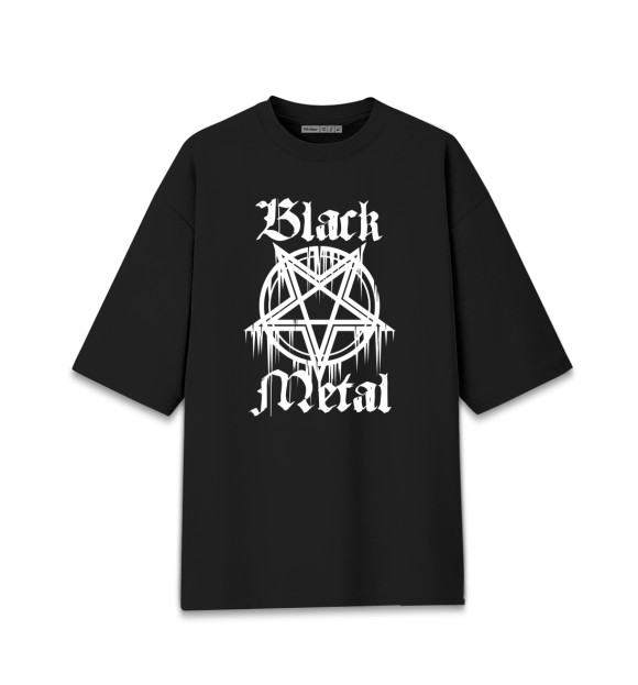 Мужская Хлопковая футболка оверсайз Black metal