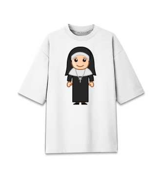 Женская Хлопковая футболка оверсайз Монашка