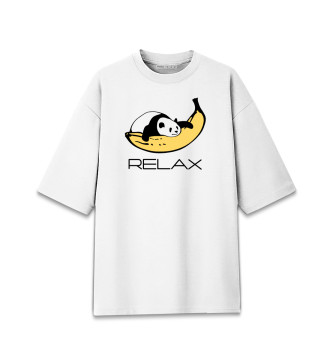 Женская Хлопковая футболка оверсайз Панда на банане