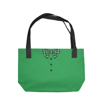 Пляжная сумка Зеленый галстук бабочка в клетку