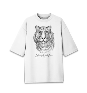 Хлопковая футболка оверсайз Happy Tiger Year!