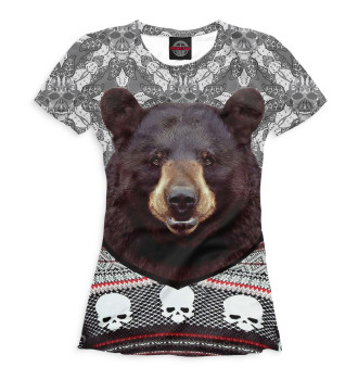 Футболка для девочек Медведь в свитере