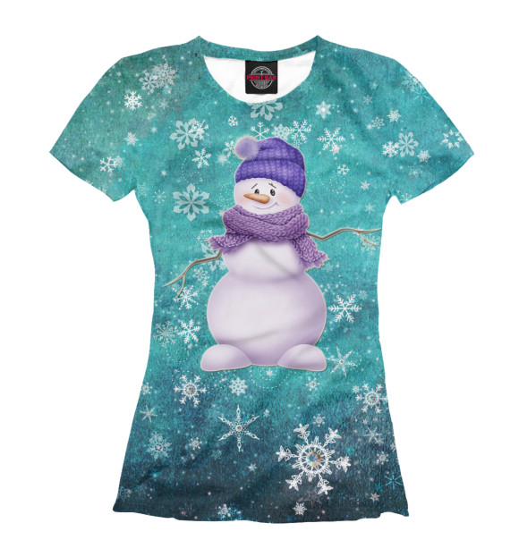 Футболка Снеговик в шарфе для девочек 