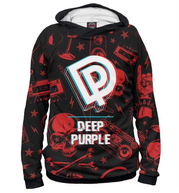 Худи Deep Purple Rock Glitch (Red) для девочек 
