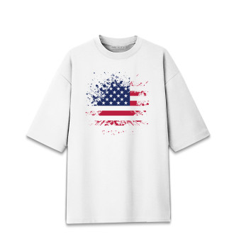 Женская Хлопковая футболка оверсайз USA