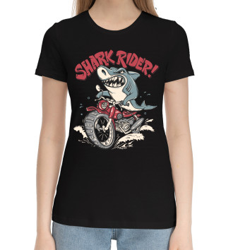 Женская Хлопковая футболка Shark rider!