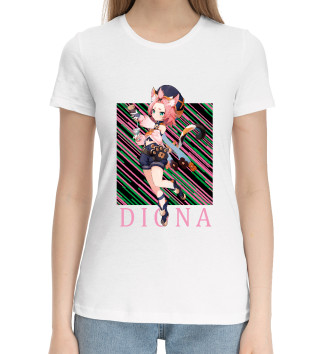 Женская Хлопковая футболка Диона Геншин импакт