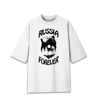 Хлопковая футболка оверсайз Россия навсегда.
