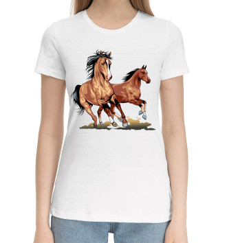 Женская Хлопковая футболка Лошадь