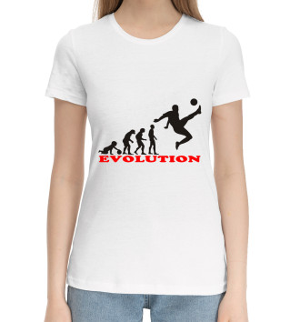 Женская Хлопковая футболка Футбольная эволюция