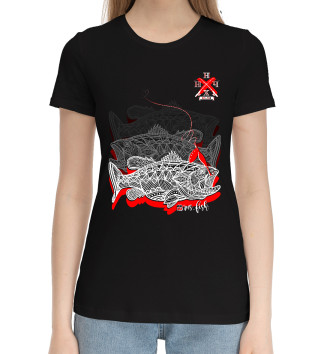 Женская Хлопковая футболка Окуни black edition