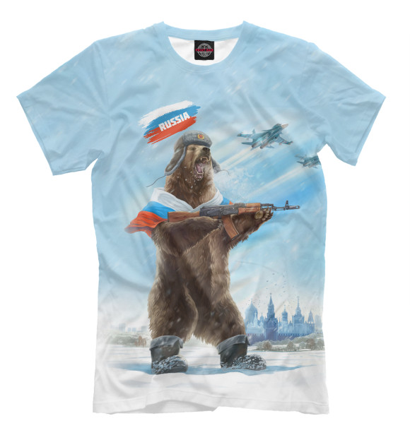 Футболка Русский медведь с калашом для мальчиков 