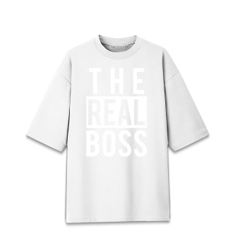 Мужская Хлопковая футболка оверсайз The real boss