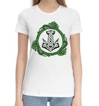 Женская Хлопковая футболка Молот тора и вороны
