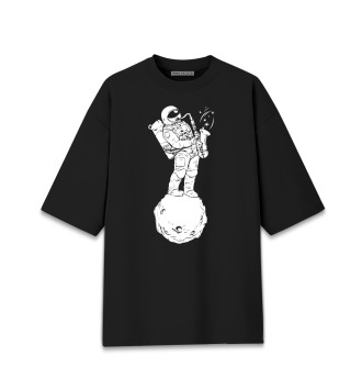 Мужская Хлопковая футболка оверсайз Space music