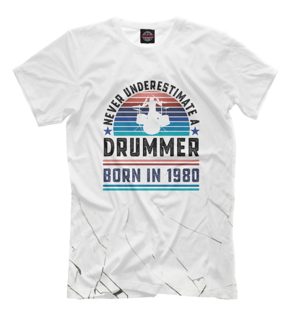 Футболка Drummer born 1980 для мальчиков 
