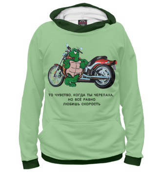 Худи для девочек Черепаха с мотоциклом