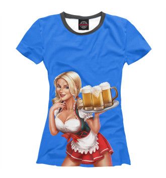 Женская Футболка Girl with beer