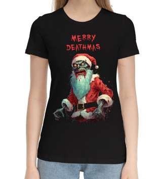 Женская Хлопковая футболка Merry Deathmas