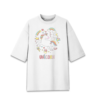 Хлопковая футболка оверсайз Единороги