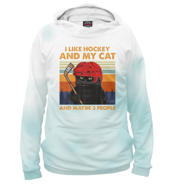 Худи I Like Hockey My Cat для девочек 