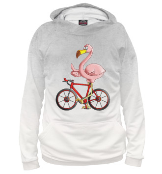 Мужское Худи Flamingo Riding a Bicycle