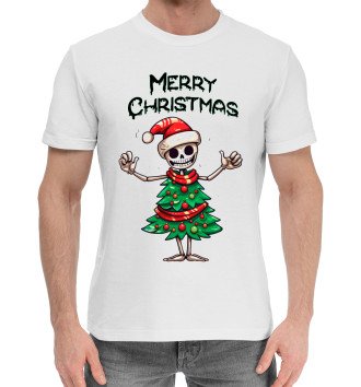 Мужская Хлопковая футболка Merry Christmas skeleton