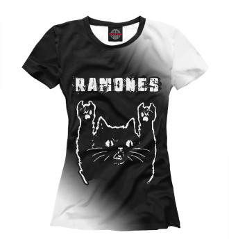 Женская Футболка Ramones + Рок Кот