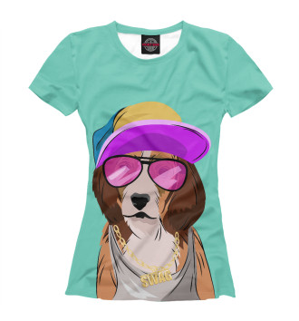 Женская Футболка Собака, одетая в стиле хип-хоп