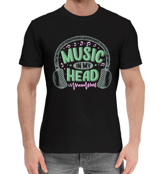 Мужская Хлопковая футболка Music in my head