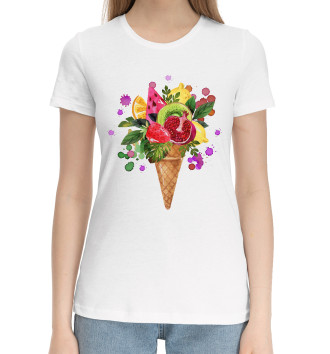 Женская Хлопковая футболка Мороженка из фруктов