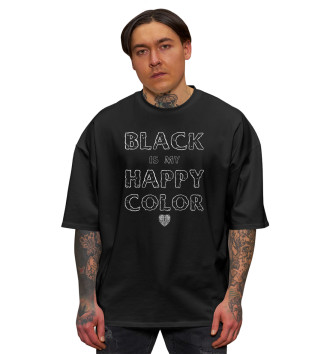 Мужская Хлопковая футболка оверсайз Black is my happy color