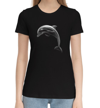 Женская Хлопковая футболка Дельфин