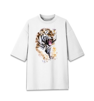 Мужская Хлопковая футболка оверсайз Уссурийский тигр