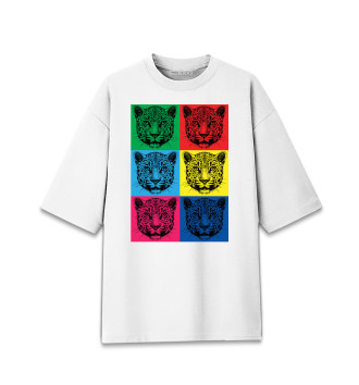 Женская Хлопковая футболка оверсайз Леопарды