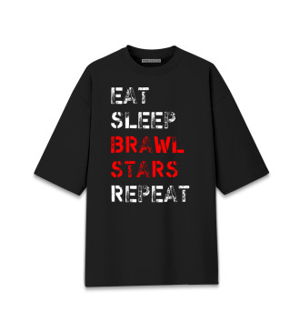Мужская Хлопковая футболка оверсайз Eat Sleep Brawl Stars Repeat