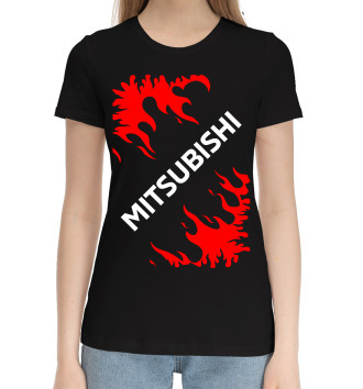 Женская Хлопковая футболка Митсубиси - Огонь